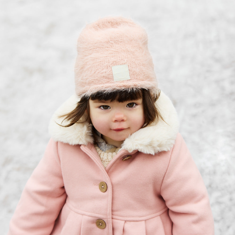 ファーリー ニット ビーニー -Powder Pink 3-10歳