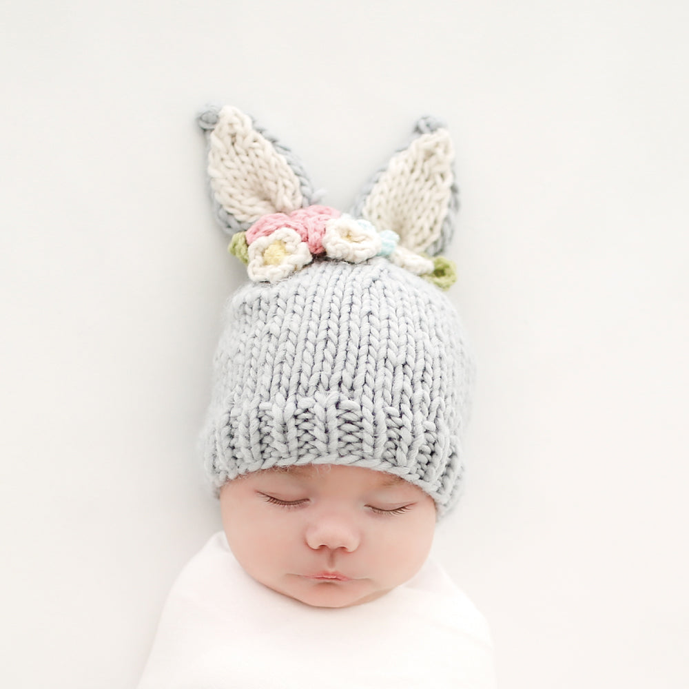 ニットハット - Bunny Gray Flower