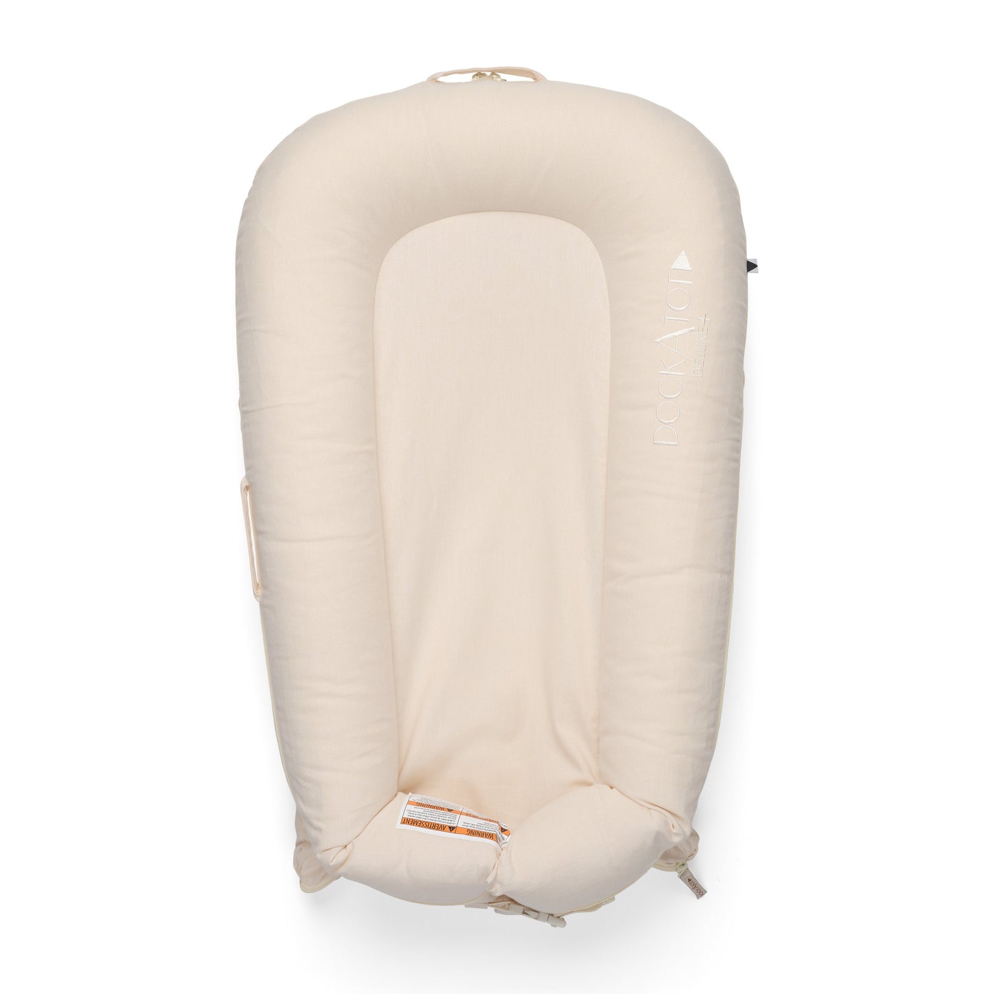 DockATot Deluxe+ Dock（サンドシャンブレー）全体イメージ｜0〜8ヶ月の赤ちゃん用ベビーベッド