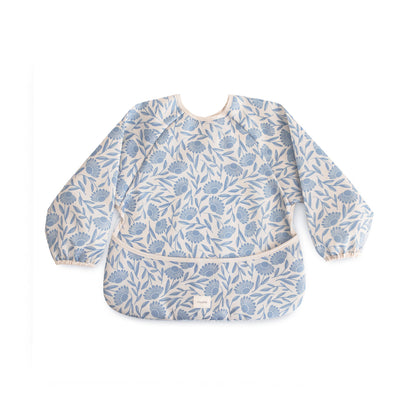 長袖 お食事エプロン Blue Flowers