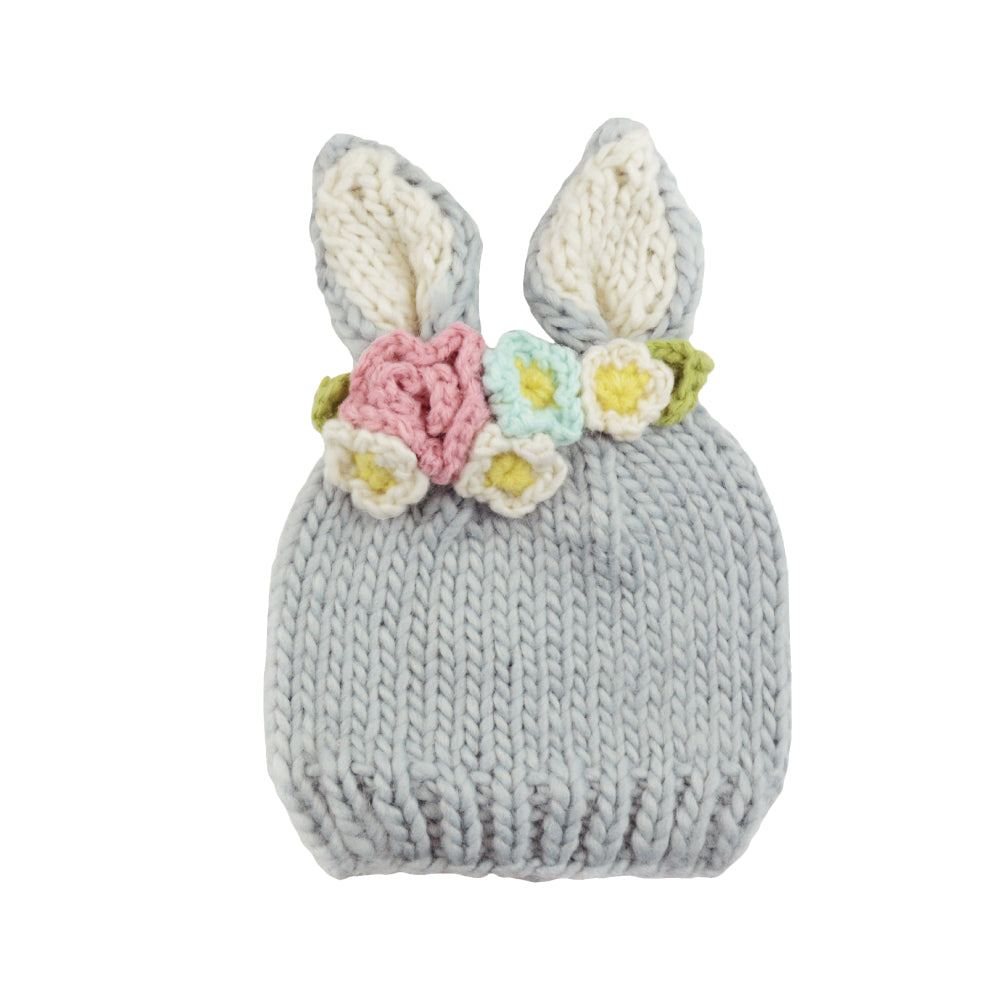 ニットハット - Bunny Gray Flower