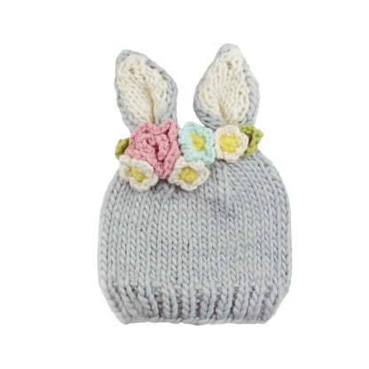 ニットハット - Bunny Gray Flower
