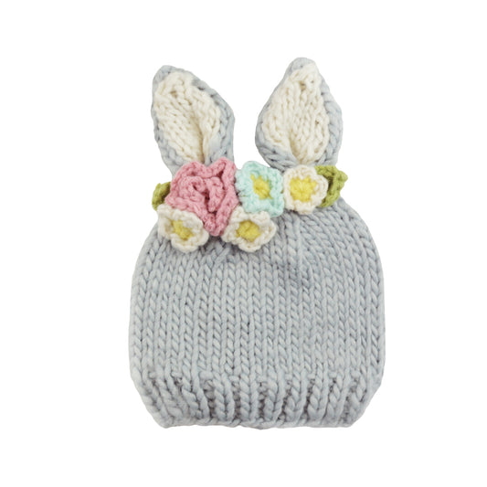 ニットハット - Bunny Gray Flower