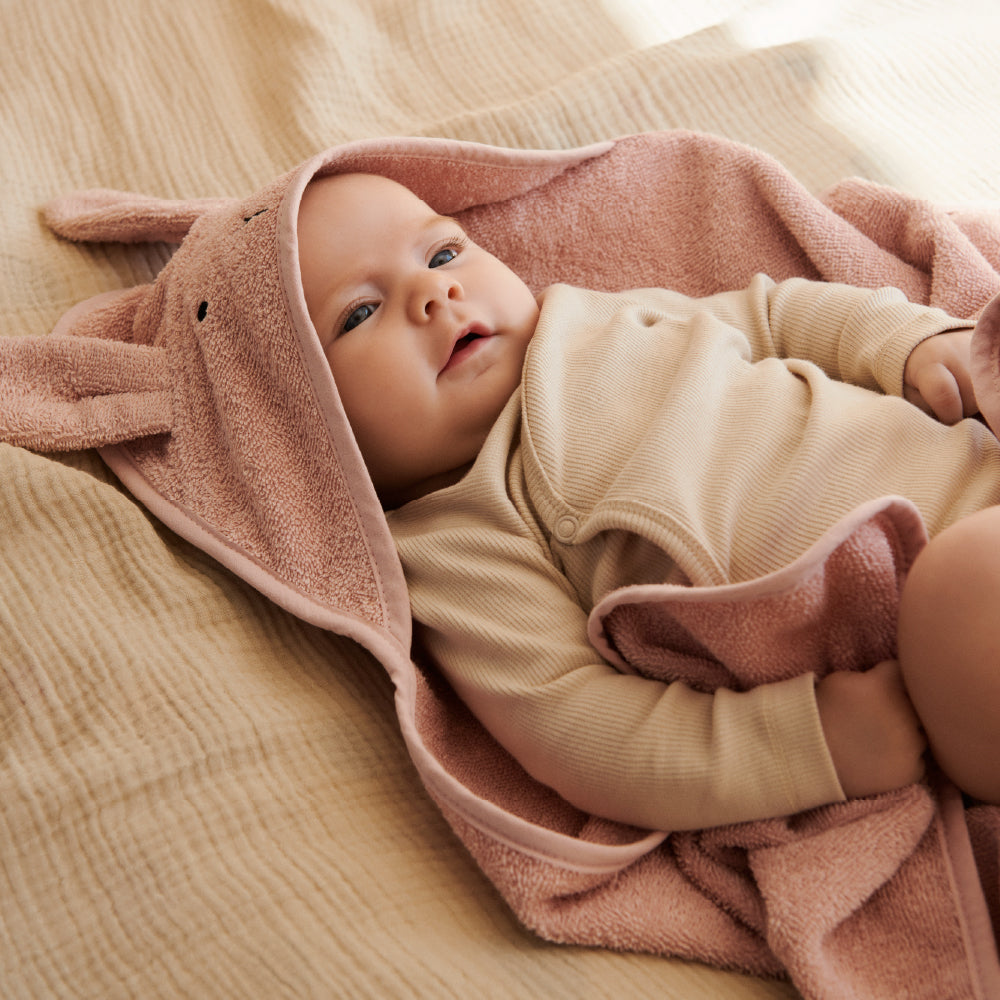 Albert hooded towel - Rabbit rose