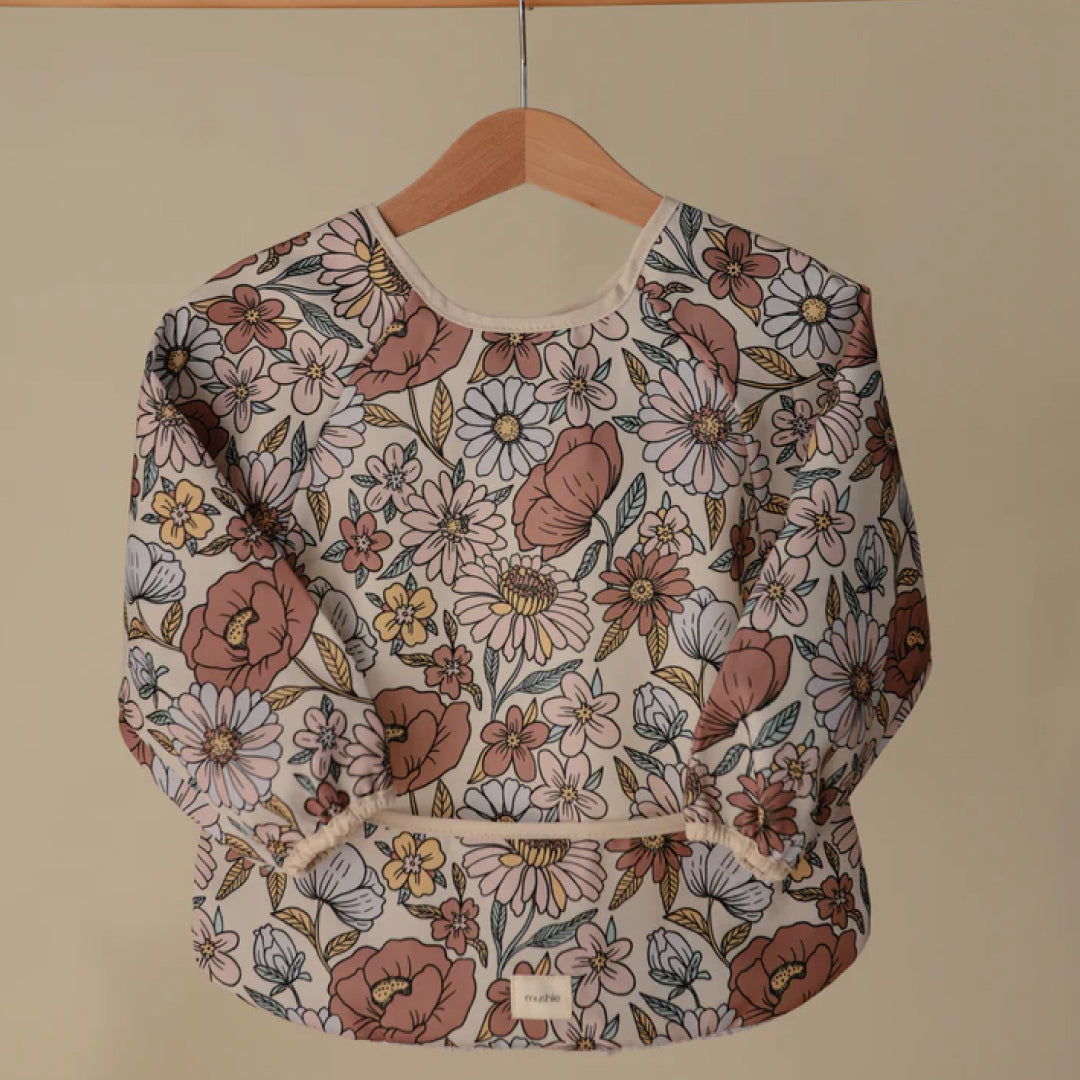 長袖 お食事エプロン Retro Flowers