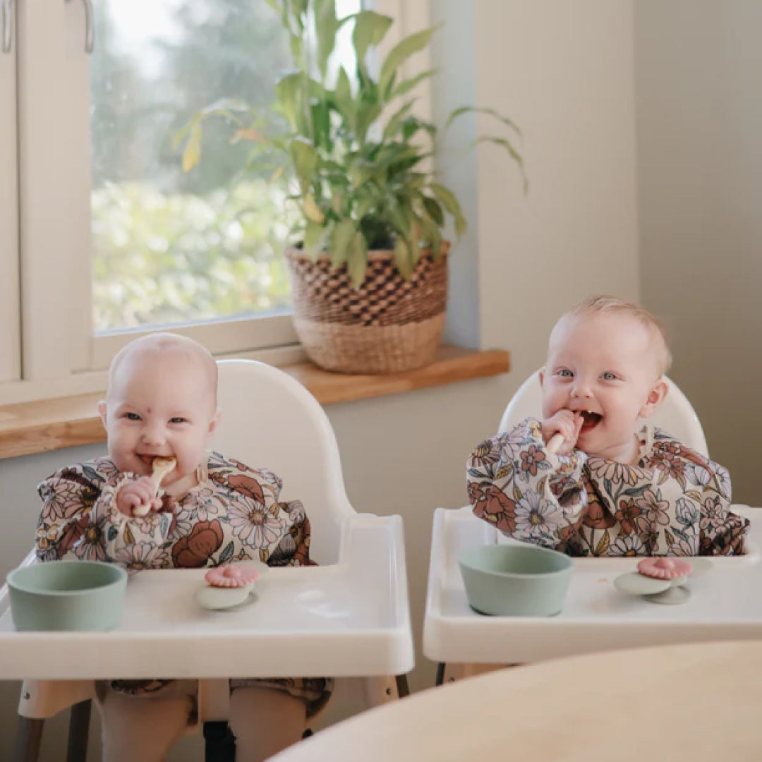 長袖 お食事エプロン Retro Flowers